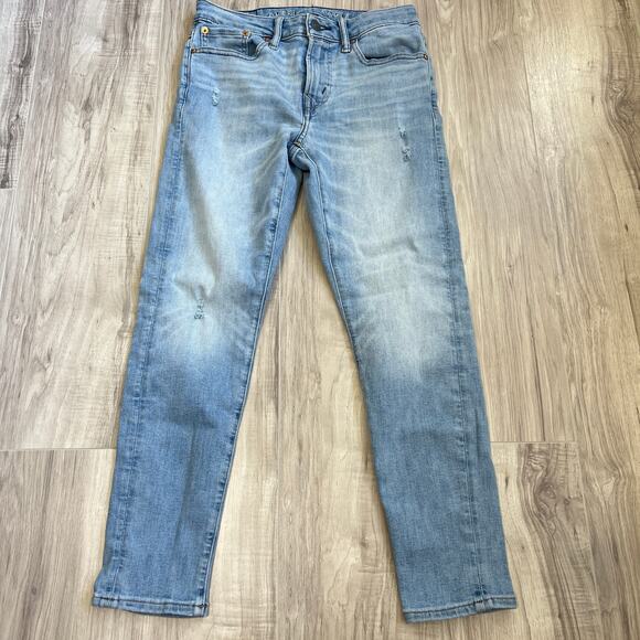American Eagle Airflex + Temp Tech Athletic Skinny Distressed Jeans Size W28 L28 - Picture 1 of 12